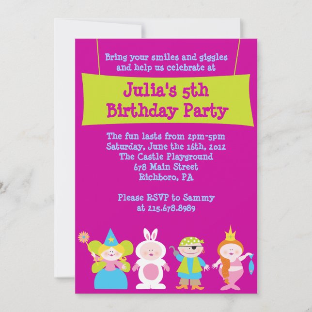 Invitation Habillez l'invitation d'anniversaire de partie de (Devant)