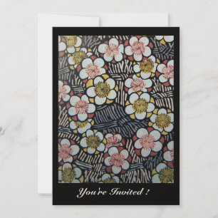 INVITATION HAIKU/ FLEURS DE PRINTEMPS ROSE BLANC NOIR