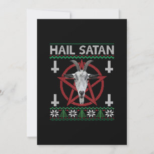Invitation Hail Satan Goat Head Pentagram Funny Satanic Ugly