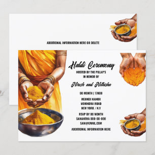 Invitation Haldi mains curcuma mariage indien cérémonie chic