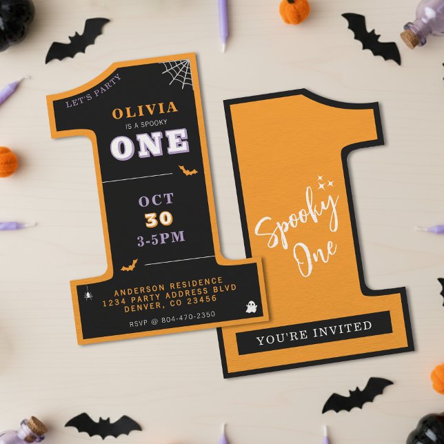 Invitation Halloween 1er Anniversaire fête Éffrayant un (Halloween 1st Birthday Party Spooky One Invitation
)
