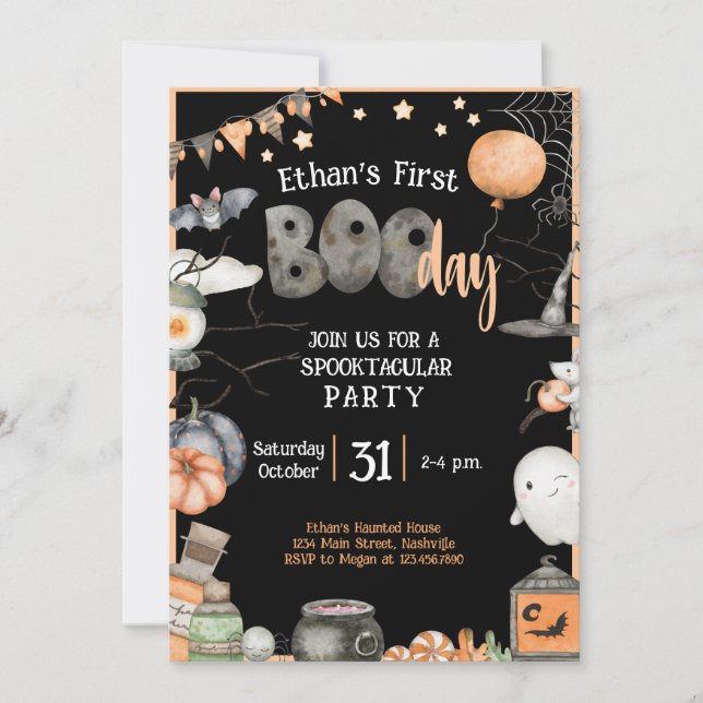 Invitation Halloween 1ER Anniversaire N'importe quel âge Garç (Devant)