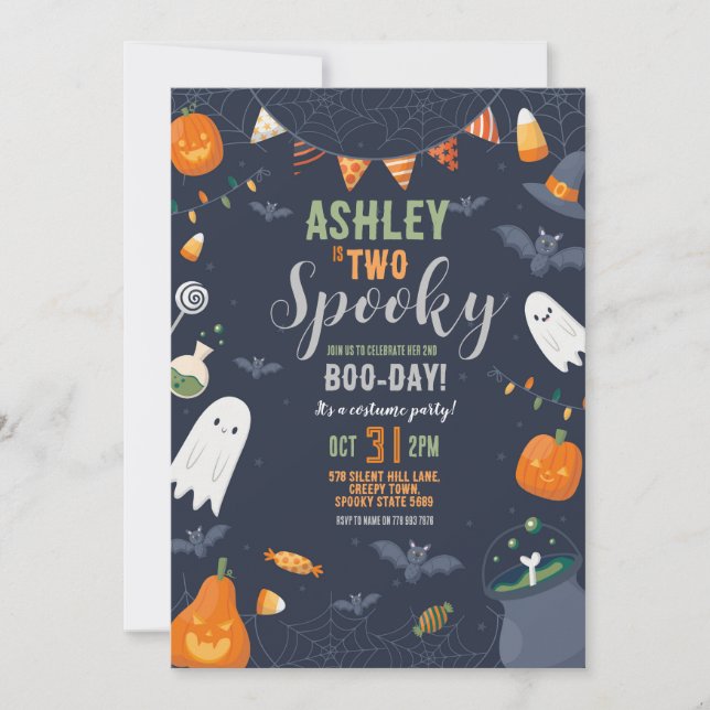 Invitation Halloween 2e anniversaire Deux fêtes Citrouille (Devant)