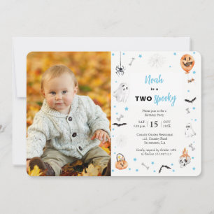 Invitation Halloween 2e anniversaire éffrayant un garçon phot