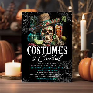 Invitation Halloween Adulte Crâne Cocktails & Costumes