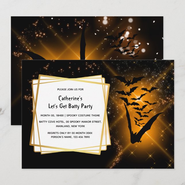 Invitation Halloween adulte de la colonie de chauve-souris de (Devant / Derrière)