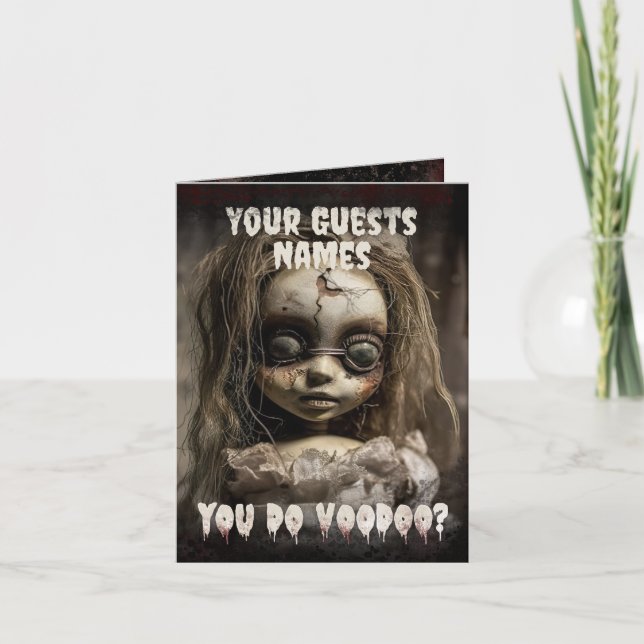 Invitation Halloween adulte poupée en possession (Devant)