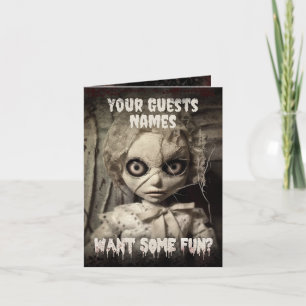 Invitation Halloween adulte poupée en possession