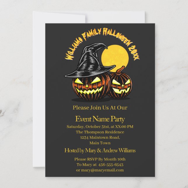 Invitation Halloween Ajouter Nom de famille Année Personnalis (Devant)