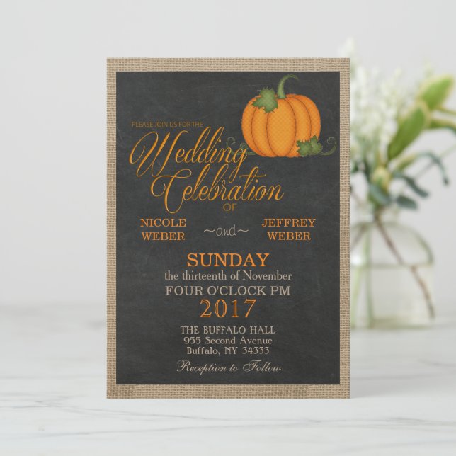 Invitation Halloween Automne Automne Citrouille Pays Barne Ma (Debout devant)