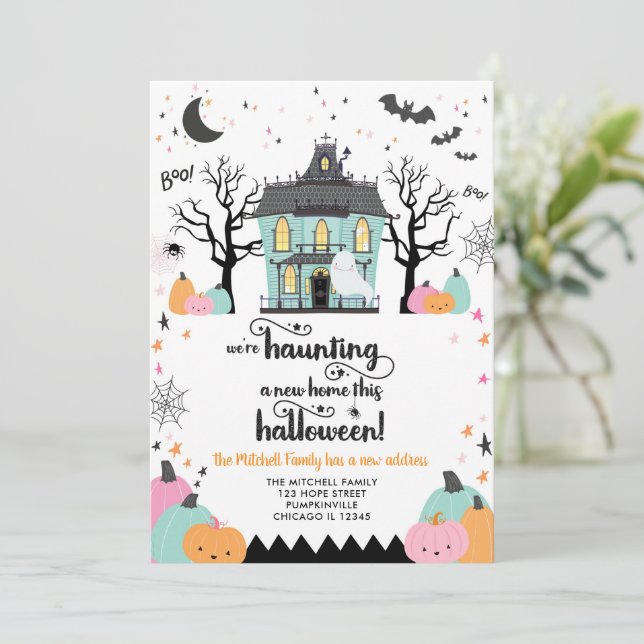 Invitation Halloween Automne Nouvelle Adresse Nouveau Accueil (Debout devant)