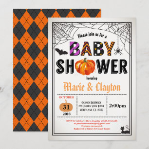 Invitation Halloween baby shower neutre