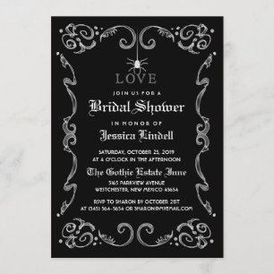 Invitation Halloween blanc noir épousant la Fête de la mariée