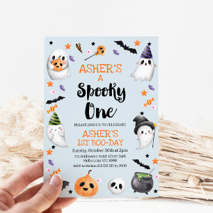 Invitation Halloween bleu Éffrayant un 1er anniversaire