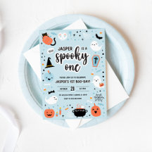 Halloween bleu et orange 1er anniversaire Invitati