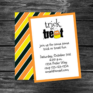 Invitation Halloween Bonbons Whimsical Corn Trick Ou Treat