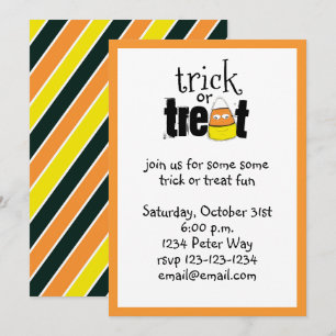 Invitation Halloween Bonbons Whimsical Corn Trick Ou Treat