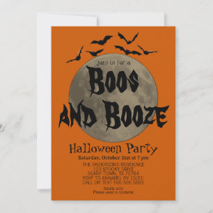 Invitation Halloween Boos et Boissons Orange Noir