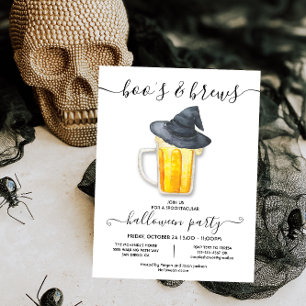 Invitation Halloween boo's et brasse sorcière casquette bière