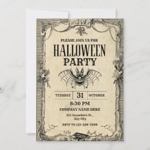 Invitation Halloween Brown Black Vintage Office