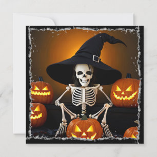 Invitation Halloween Casquette et Jack-O-Lanterns de la sorci