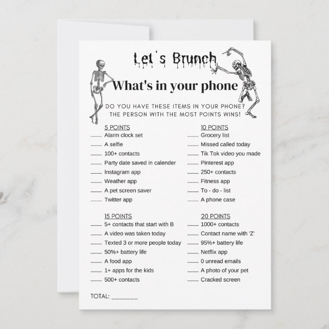 Invitation Halloween Ce qui est dans votre téléphone Brunch P (Devant)