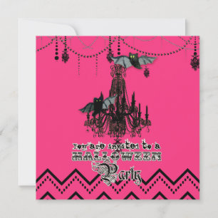 Invitation Halloween Chandelier d'automne Bat Chevron Zig Zag