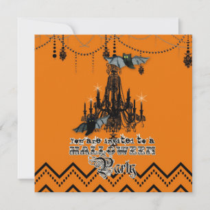 Invitation Halloween Chandelier d'automne Bat Chevron Zig Zag