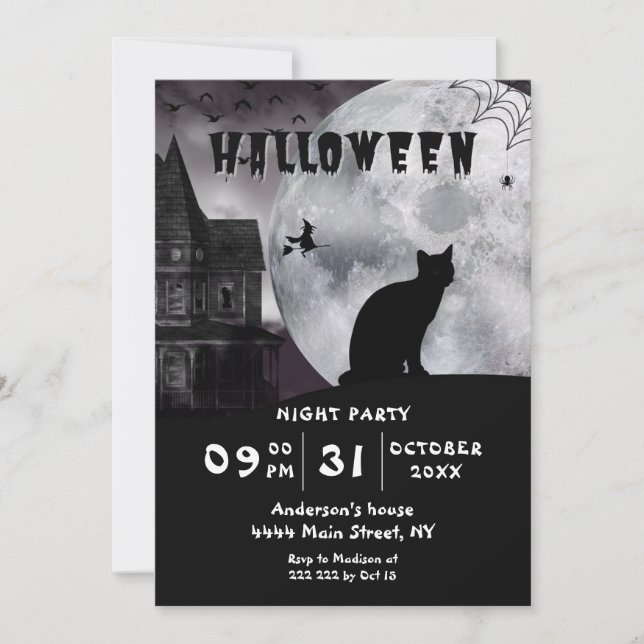 Invitation Halloween Chat Noir (Devant)