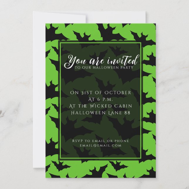 Invitation Halloween chauves-chauves-souris cool éffrayant mo (Devant)