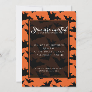 Invitation Halloween chauves-souris noires orange cool éffray
