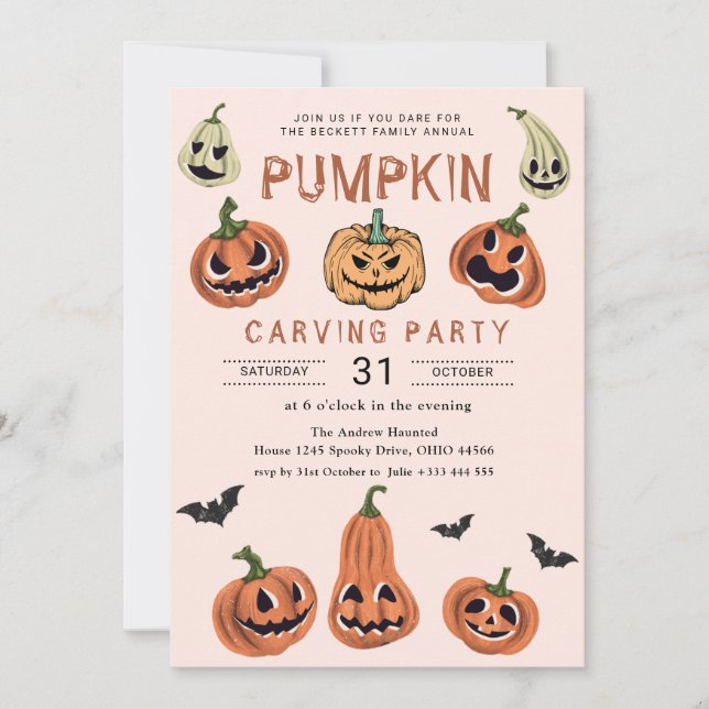 Invitation Halloween citrouille (Devant)