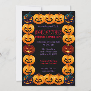 Invitation Halloween Citrouille Carving Party