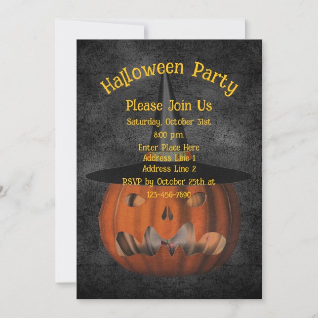 Invitation Halloween Citrouille effrayant Jack-O-Lantern (Devant)