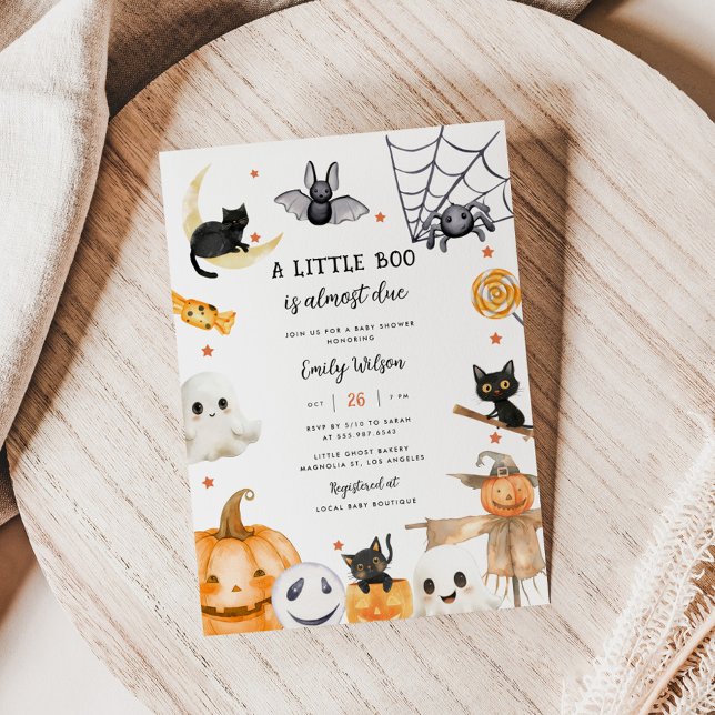 Invitation Halloween Citrouille Ghost Un Petit Baby shower Bo (Créateur téléchargé)