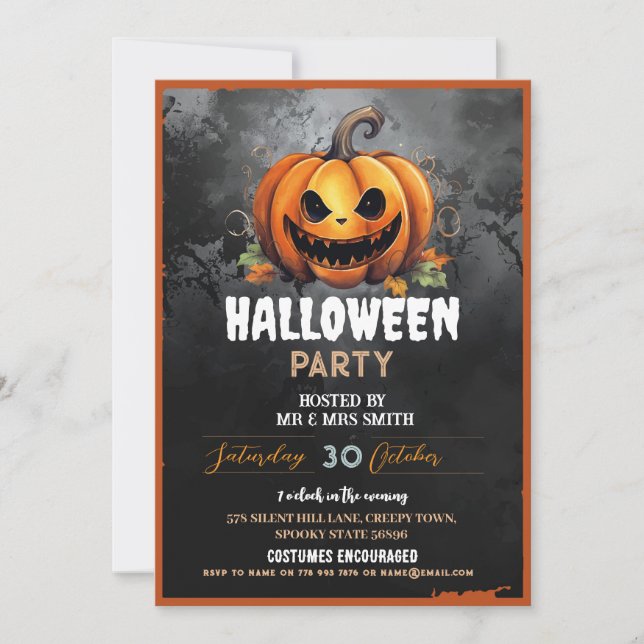Invitation Halloween Citrouille Horreur (Devant)