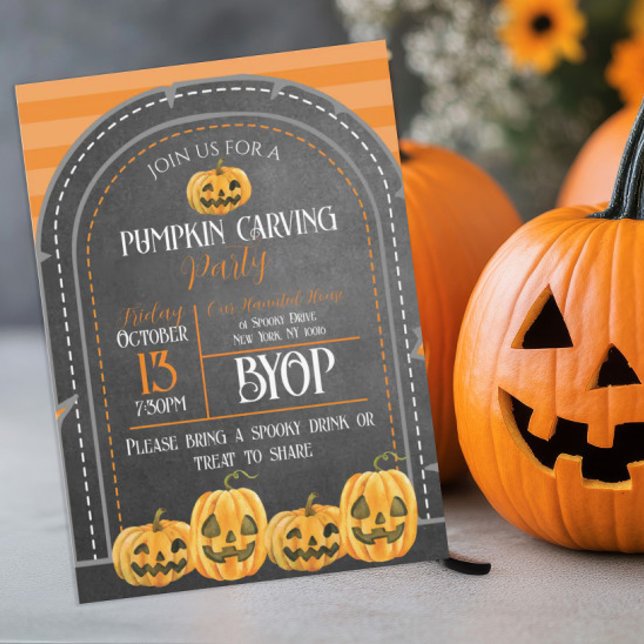 Invitation Halloween Citrouille orange et noir (Créateur téléchargé)