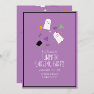 Invitation Halloween Citrouille Très mignon Ghost Confetti