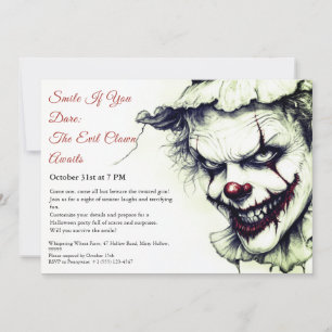 Invitation Halloween Clown Méchant – Sourire Siniè