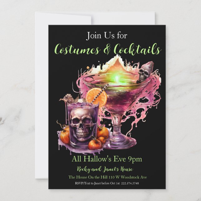 Invitation Halloween Cocktail Costume Party (Devant)