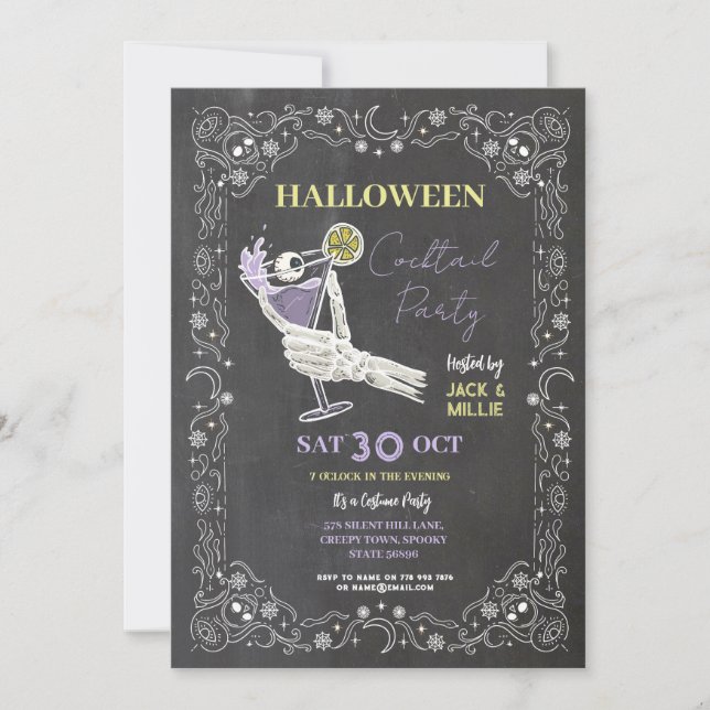 Invitation Halloween Cocktail Party Booze Boos (Devant)