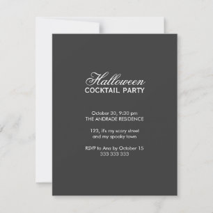 Invitation Halloween Cocktail Party Script Police noir blanc