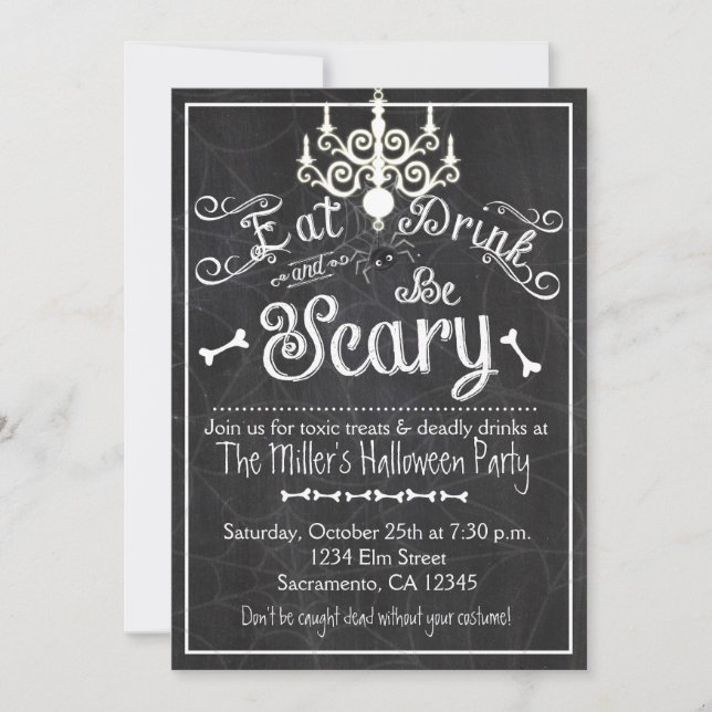 Invitation Halloween Consommer Boire Soyez Effrayant Tableau  (Devant)