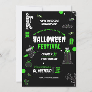 Invitation Halloween cool, Nuit effrayante d'Hallo