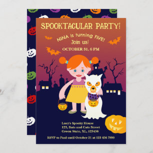 Invitation Halloween Costume fille fête d'anniversaire