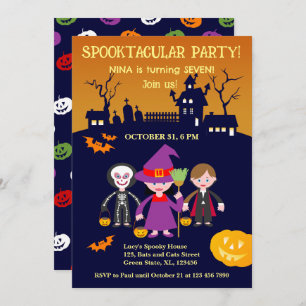 Invitation Halloween Costume fille fête d'anniversaire