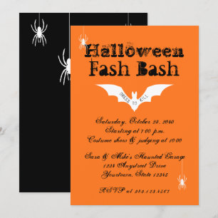 Invitation Halloween Costume Party chauves-souris araignées o