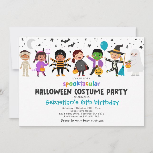 Invitation Halloween Costume Spooktacular Anniversaire (Devant)