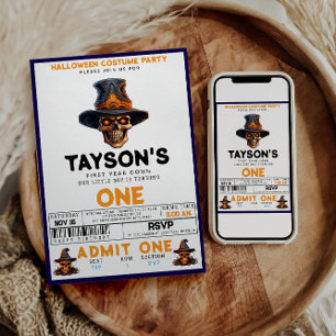 Invitation Halloween crâne 1er anniversaire Costume fête