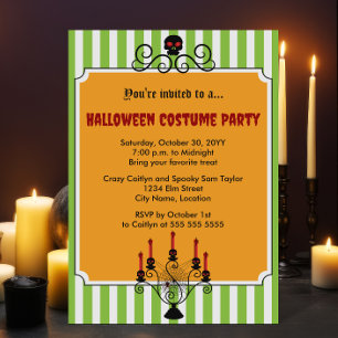Invitation Halloween Crâne Candelabra Costume Party